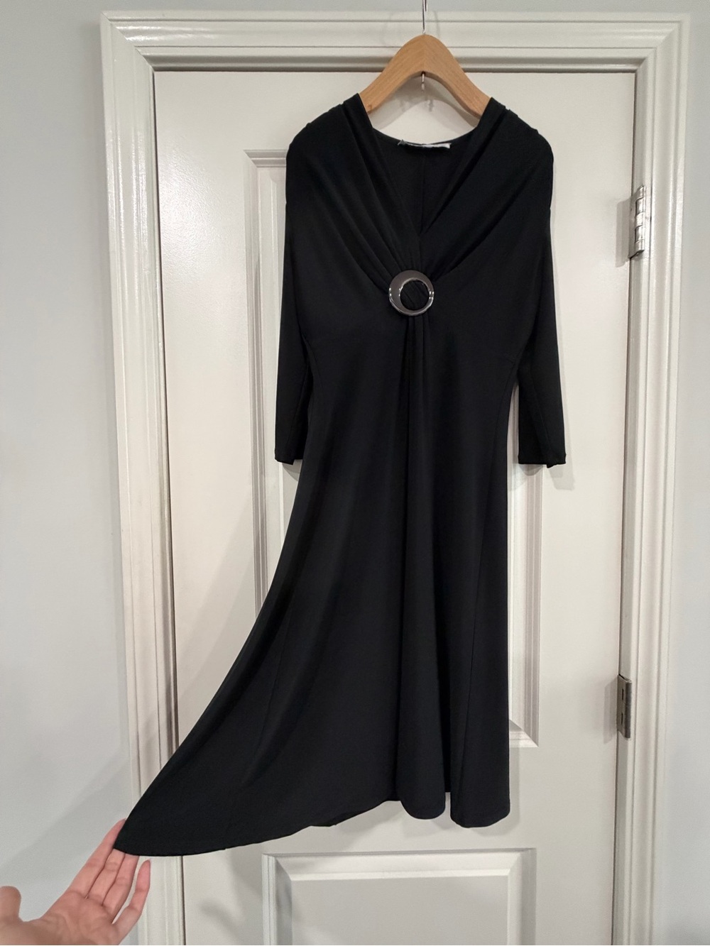 Evan Picone Black Midi Dress with Center Grommet